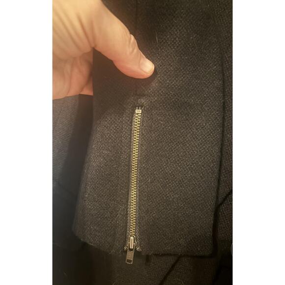 NWT LOFT Ann Taylor 6P Black Wool Blend Jacket Blazer 2 Snap Front Zip Cuff - Picture 4 of 5